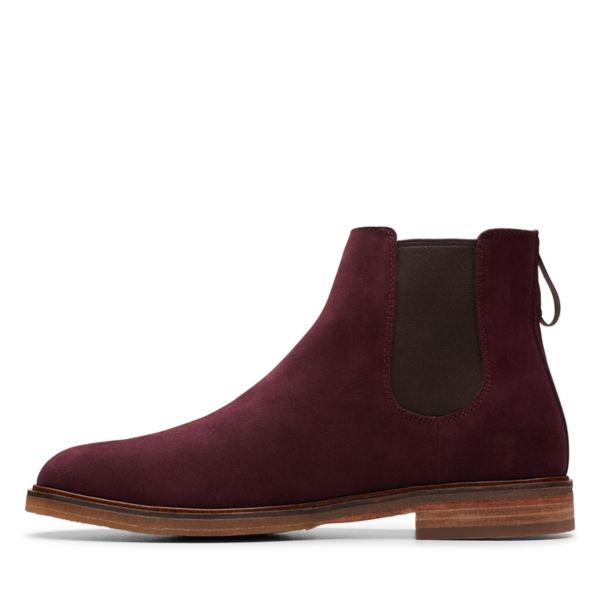 Clarks Mens Clarkdale Gobi Chelsea Boots Burgundy | UK-7246109